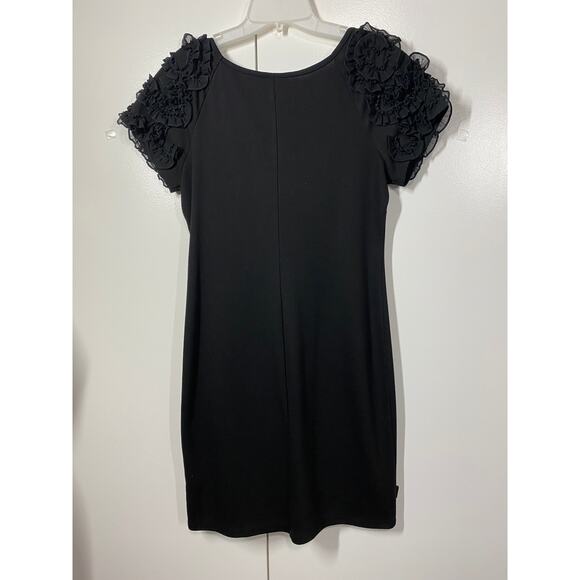 En Focus Studio Black Floral Detail Short Sleeve Shift Dress Size 8 - Picture 5 of 8